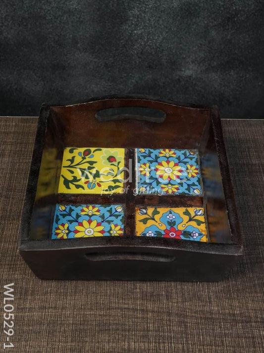 Wooden 4 tile tray - WL0529