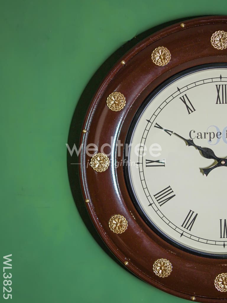 Wooden Brass Fitted Wall Clock (18 inch) - WL3825