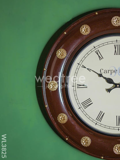 Wooden Brass Fitted Wall Clock (18 inch) - WL3825