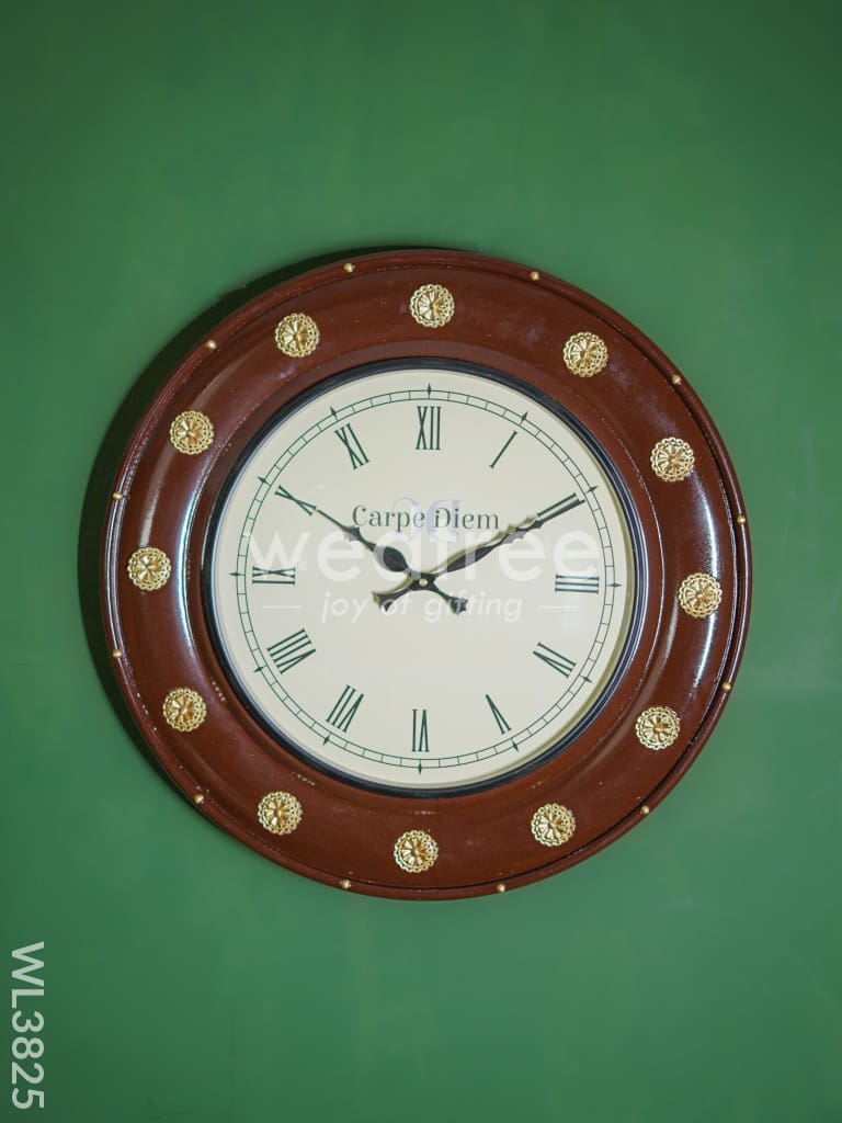 Wooden Brass Fitted Wall Clock (18 inch) - WL3825