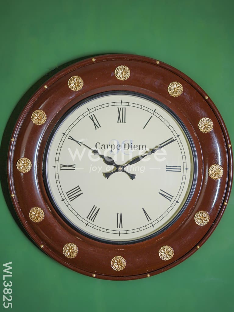 Wooden Brass Fitted Wall Clock (18 inch) - WL3825