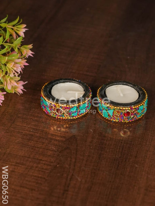 Wooden Candle Holder ( set of 2) - WBG0650