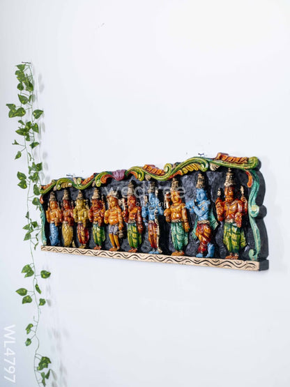 Wooden Carved Dasavatharam Panel - 36 inch - WL4797