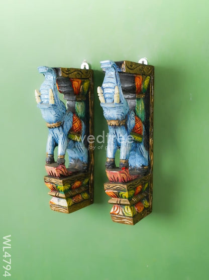 Wooden Carved Elephant Bracket - Set of 2 - WL4794