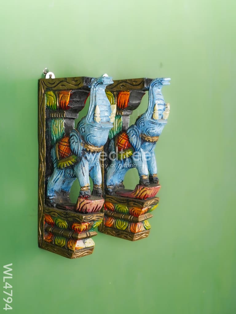 Wooden Carved Elephant Bracket - Set of 2 - WL4794