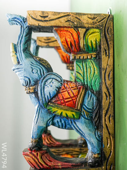 Wooden Carved Elephant Bracket - Set of 2 - WL4794