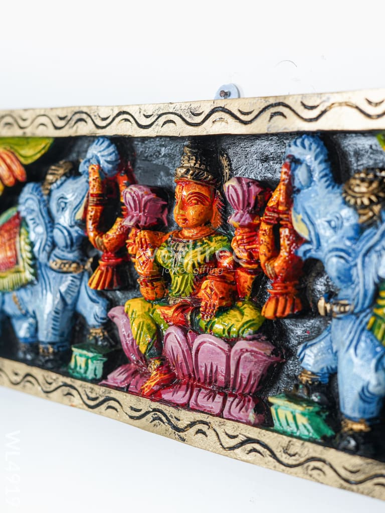 Wooden Carved Gajalakshmi Panel - 24 inch - WL4919
