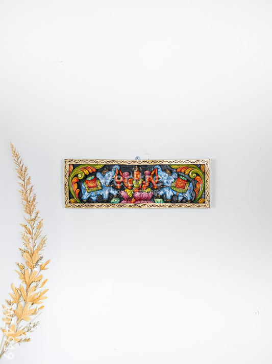 Wooden Carved Gajalakshmi Panel - 24 inch - WL4919