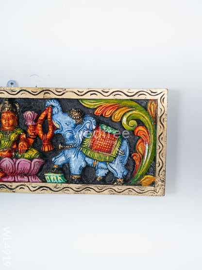 Wooden Carved Gajalakshmi Panel - 24 inch - WL4919