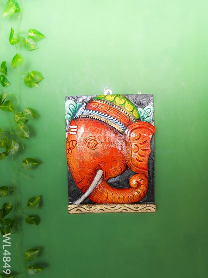 Wooden Carved Ganesha Wall Hanging - 12 inch - WL4849