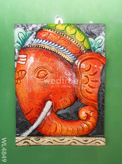 Wooden Carved Ganesha Wall Hanging - 12 inch - WL4849