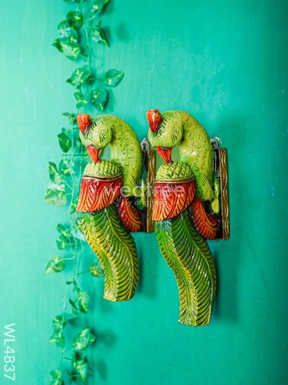 Wooden Carved Parrot Bracket - 12 inch - Set of 2 - WL4837
