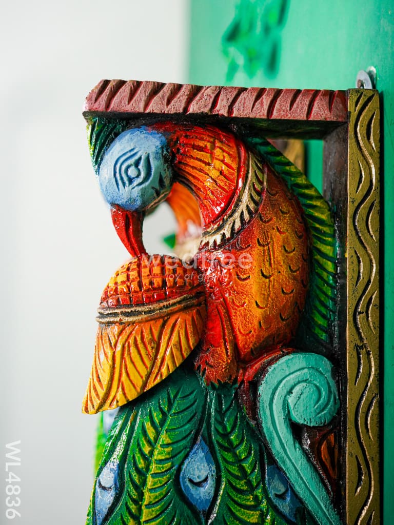 Wooden Carved Peacock Bracket - 12 inch - Set of 2 - WL4836