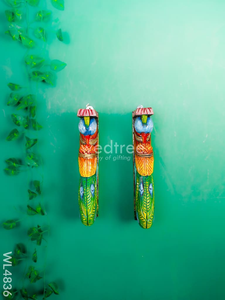 Wooden Carved Peacock Bracket - 12 inch - Set of 2 - WL4836