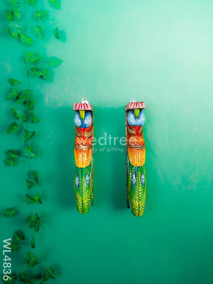 Wooden Carved Peacock Bracket - 12 inch - Set of 2 - WL4836