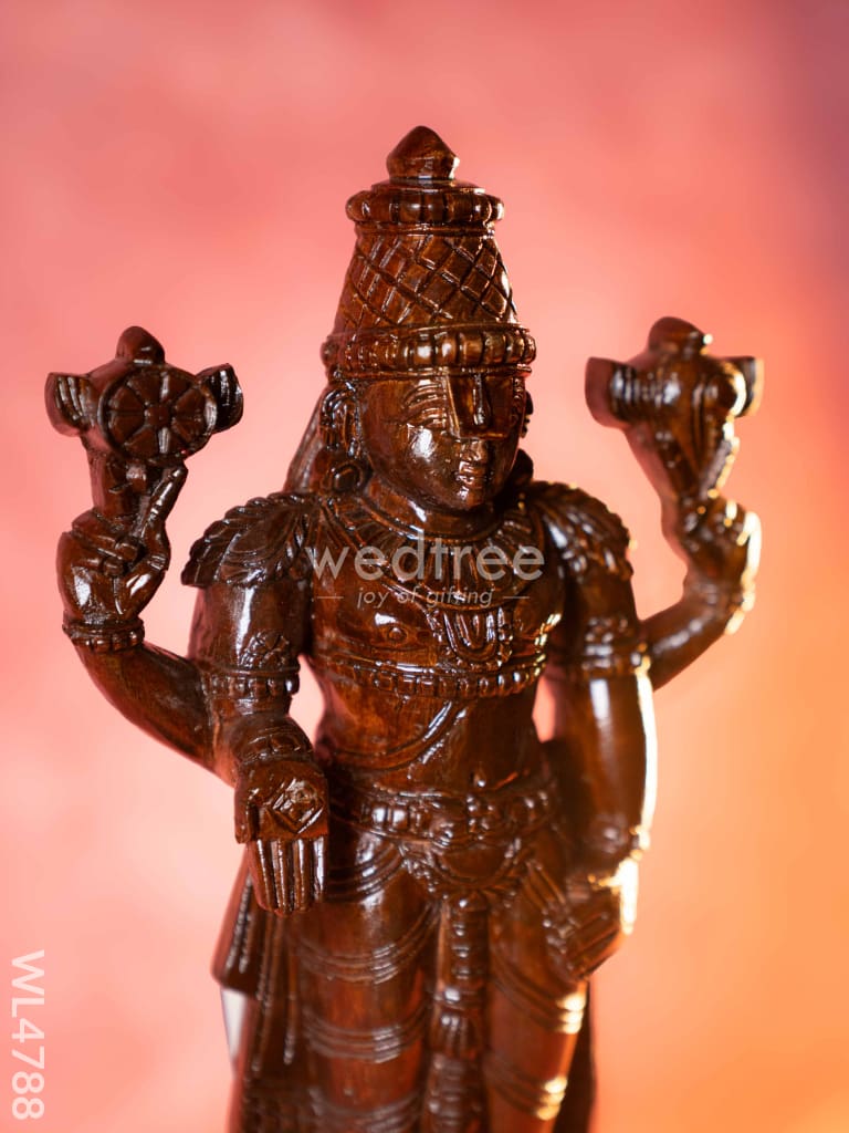 Wooden Carved Permunal Balaji Idol - 14 inch - WL4788