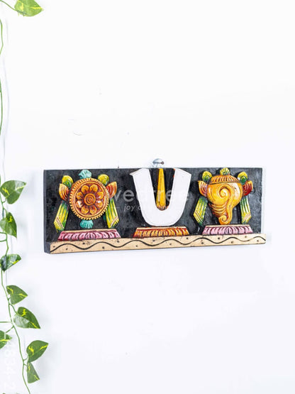 Wooden Carved Shank Chakra Nama Panel - 15 inch - WL4834-2