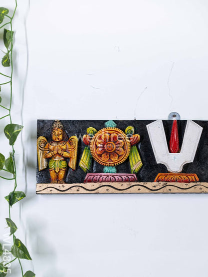 Wooden Carved Shank Chakra Nama Panel - 18 inch - WL4835