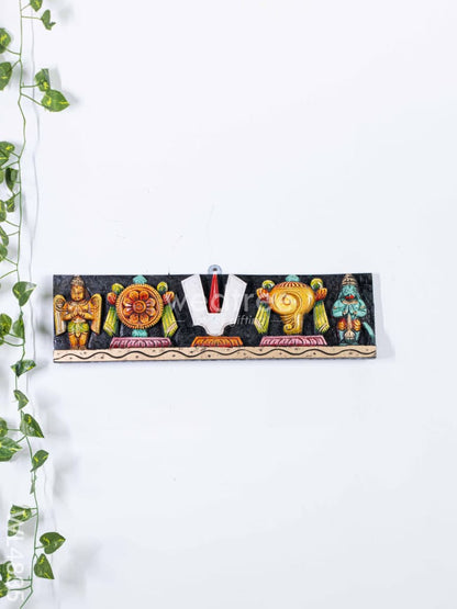 Wooden Carved Shank Chakra Nama Panel - 18 inch - WL4835