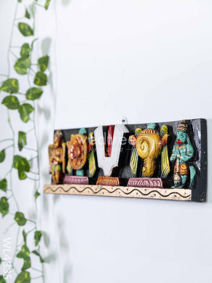 Wooden Carved Shank Chakra Nama Panel - 18 inch - WL4835