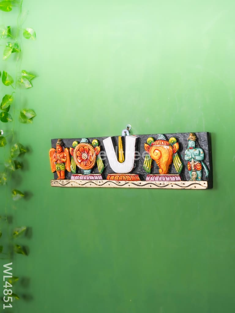Wooden Carved Shank Chakra Nama Panel - 18 inch - WL4851