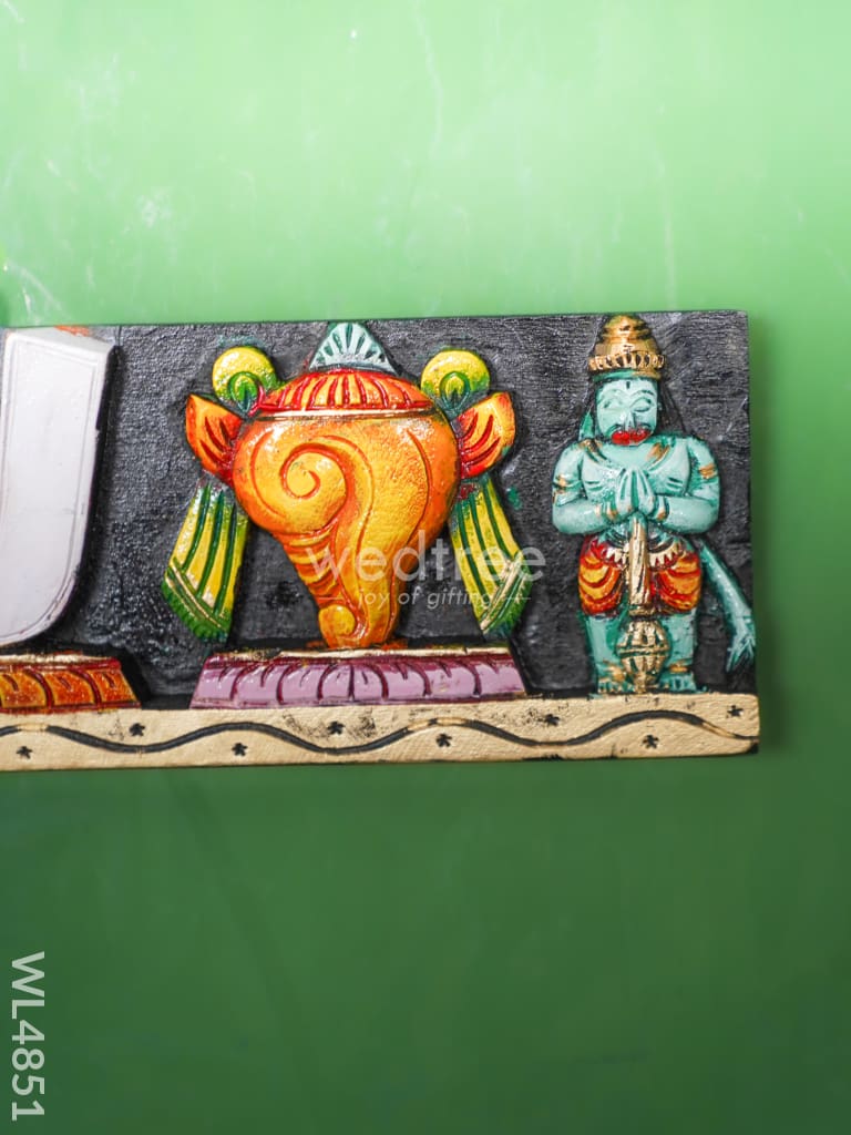 Wooden Carved Shank Chakra Nama Panel - 18 inch - WL4851
