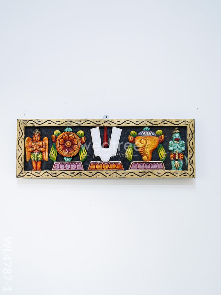 Wooden Carved Shank Chakra Nama Panel - 24 inch - WL4787-1