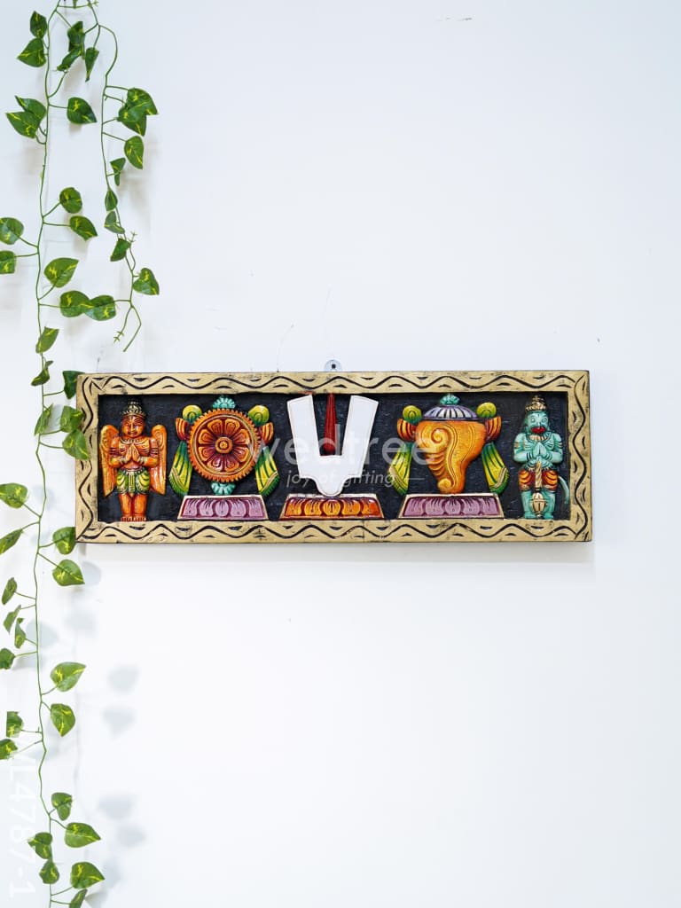 Wooden Carved Shank Chakra Nama Panel - 24 inch - WL4787-1