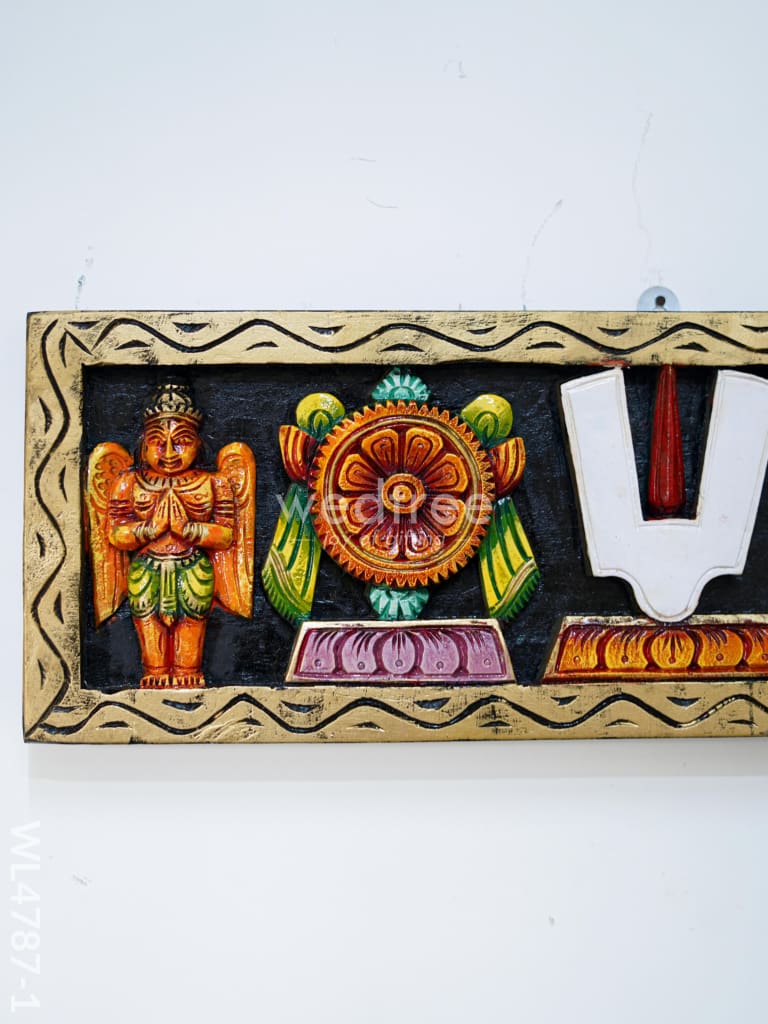 Wooden Carved Shank Chakra Nama Panel - 24 inch - WL4787-1