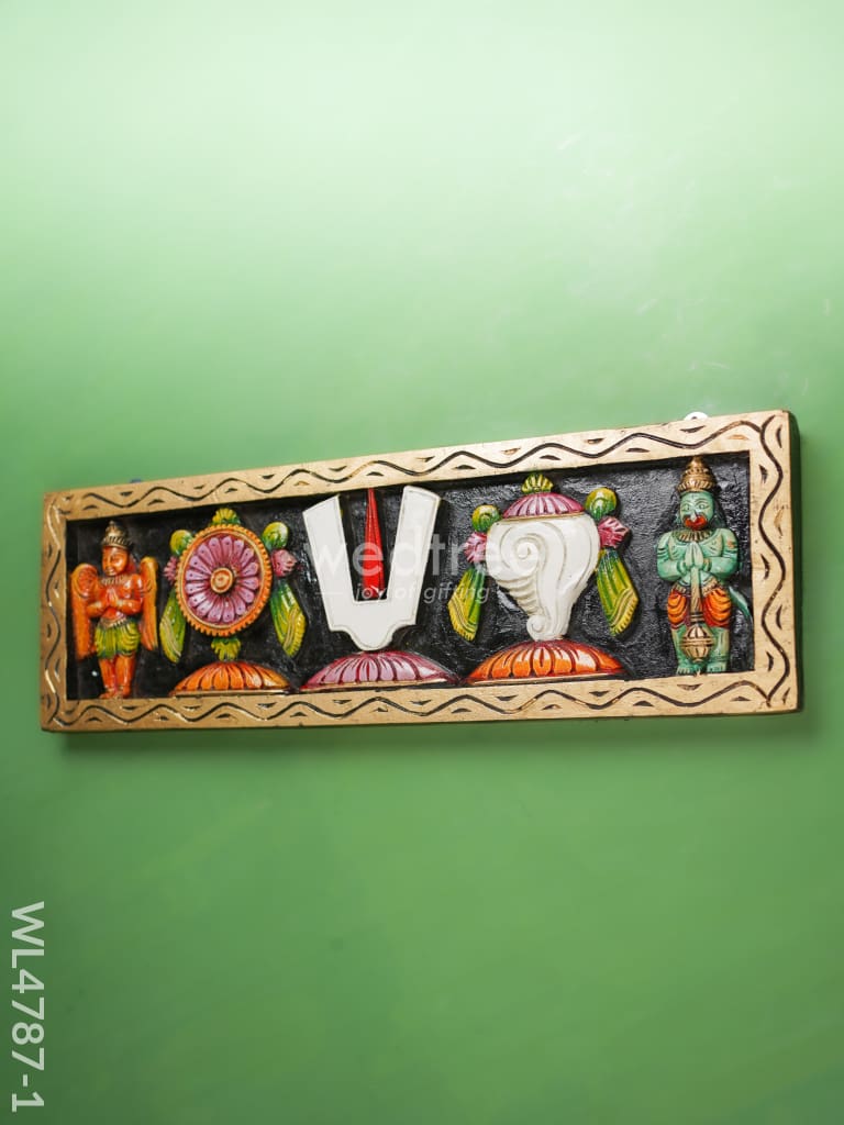 Wooden Carved Shank Chakra Nama Panel - 24 inch - WL4787-1