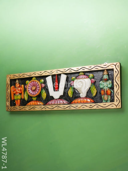 Wooden Carved Shank Chakra Nama Panel - 24 inch - WL4787-1