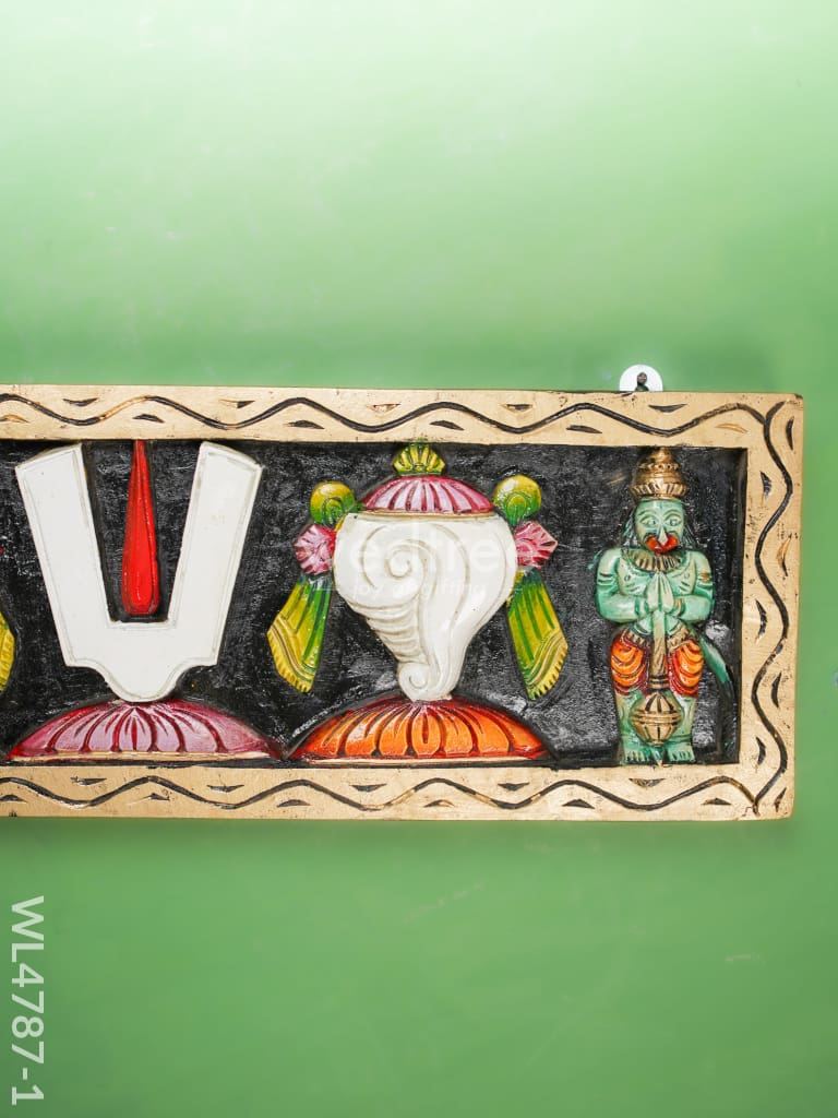 Wooden Carved Shank Chakra Nama Panel - 24 inch - WL4787-1