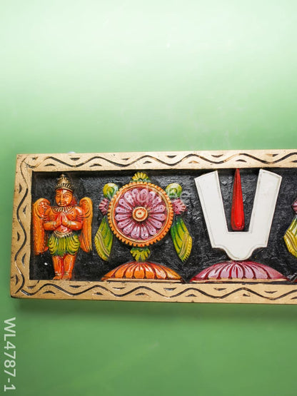 Wooden Carved Shank Chakra Nama Panel - 24 inch - WL4787-1