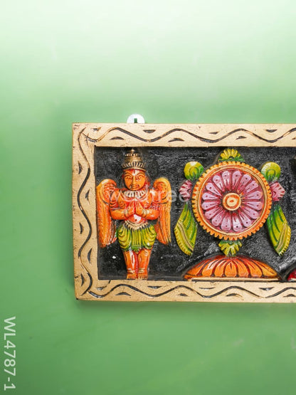 Wooden Carved Shank Chakra Nama Panel - 24 inch - WL4787-1