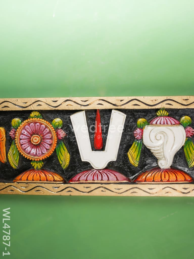 Wooden Carved Shank Chakra Nama Panel - 24 inch - WL4787-1