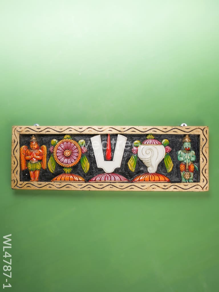 Wooden Carved Shank Chakra Nama Panel - 24 inch - WL4787-1