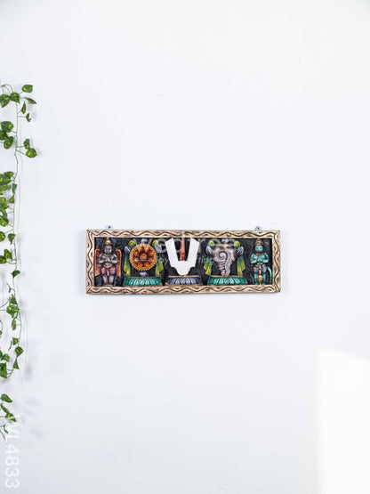 Wooden Carved Shank Chakra Nama Panel - 24 inch - WL4833