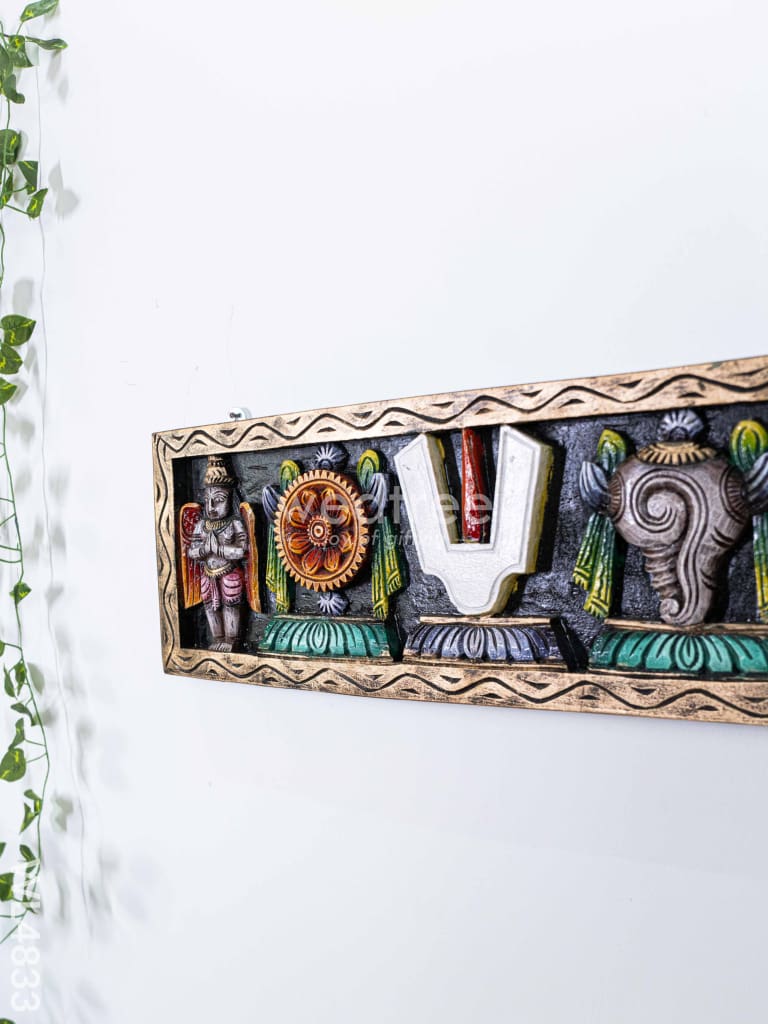 Wooden Carved Shank Chakra Nama Panel - 24 inch - WL4833