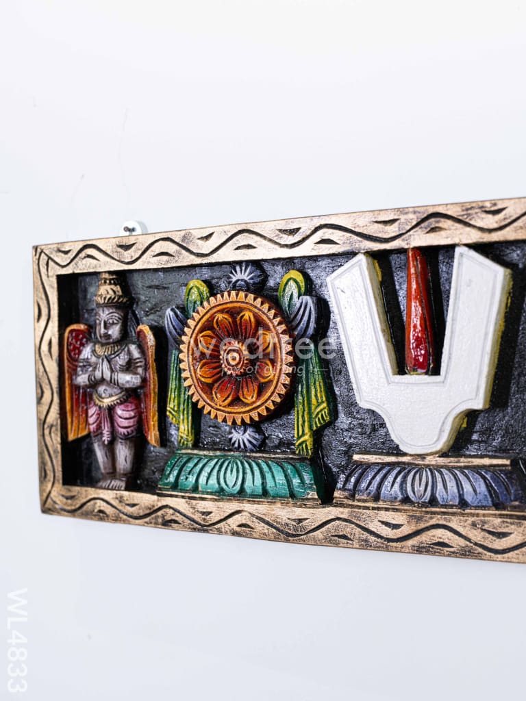 Wooden Carved Shank Chakra Nama Panel - 24 inch - WL4833