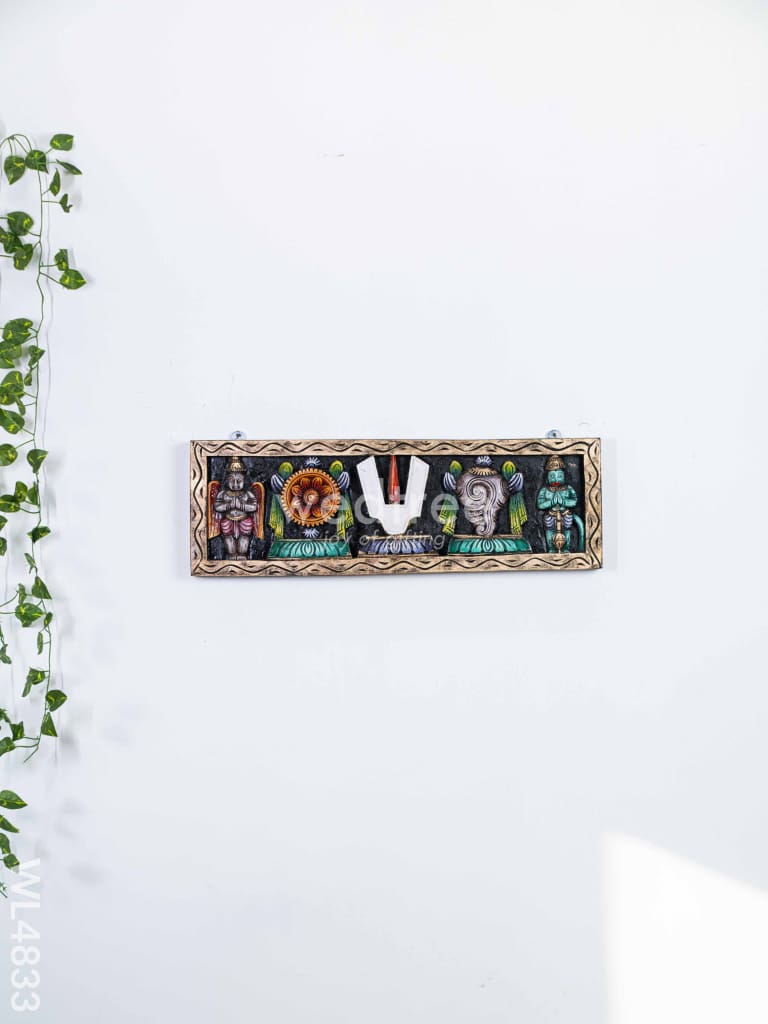 Wooden Carved Shank Chakra Nama Panel - 24 inch - WL4833