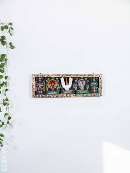 Wooden Carved Shank Chakra Nama Panel - 24 inch - WL4833