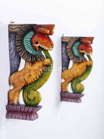 Wooden Carved Yazhi Bracket - 12 inch - Set of 2 - WL4789