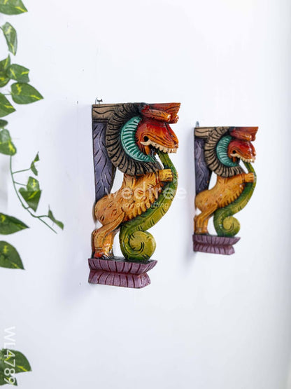 Wooden Carved Yazhi Bracket - 12 inch - Set of 2 - WL4789