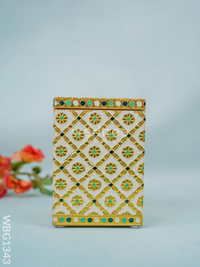 Wooden Container with Meenakari work - WBG1343