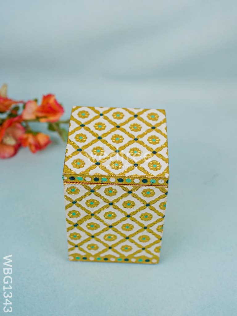 Wooden Container with Meenakari work - WBG1343