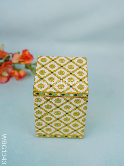 Wooden Container with Meenakari work - WBG1343