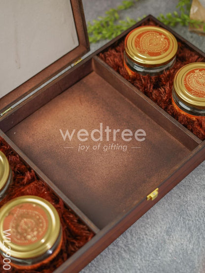 Wooden Dry Fruit Box with 4 Jars - WL3900