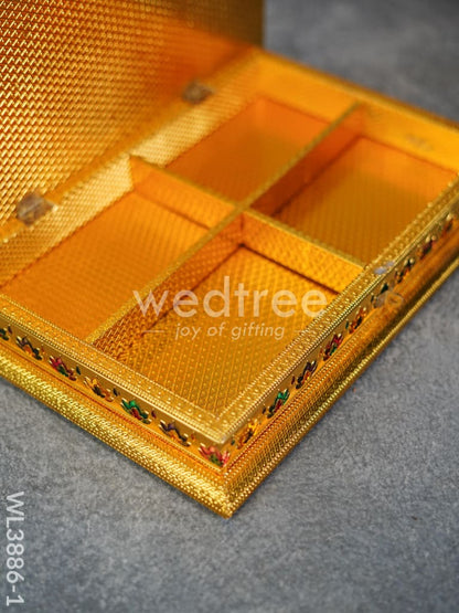 Wooden Dry Fruit Box with Meenakari Design - 4 Partitions - WL3886