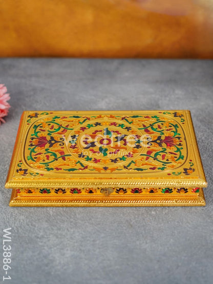Wooden Dry Fruit Box with Meenakari Design - 4 Partitions - WL3886