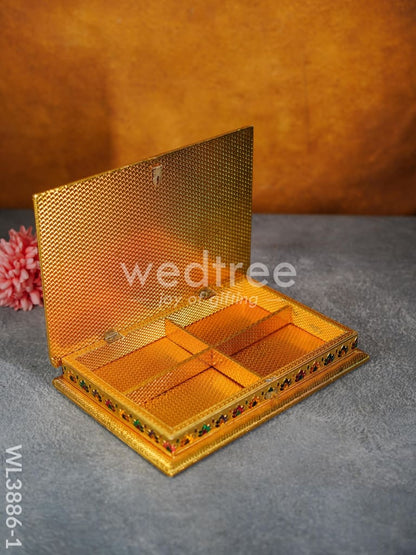 Wooden Dry Fruit Box with Meenakari Design - 4 Partitions - WL3886